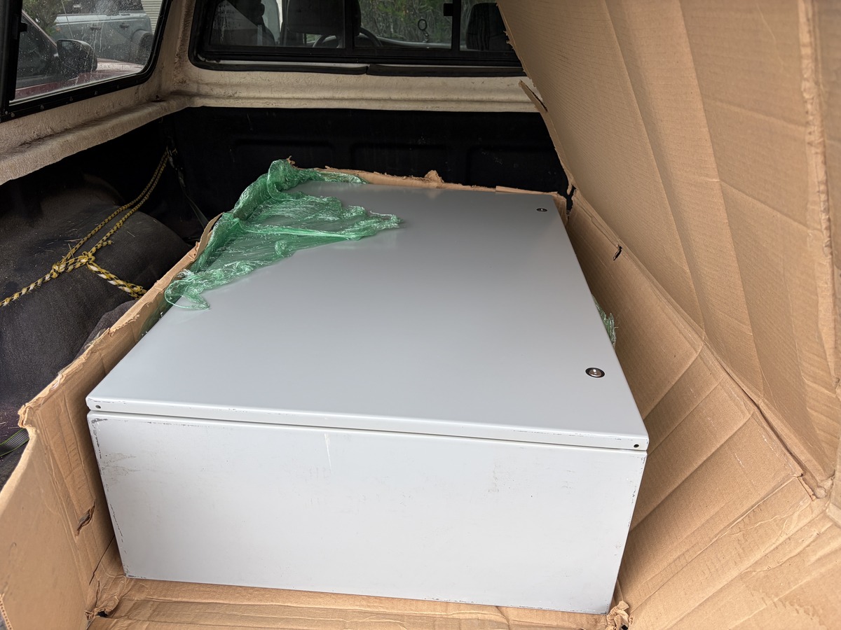 Hoffman box in the back of my Tacoma after picking up an eBay deal